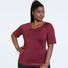 Tee de secagem rápida esporte de alta manga curta de manga curta de quatro vias que ganham o sweat clássico de tamanho plus size essencial tee